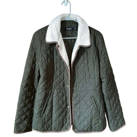 Lauren Ralph Lauren Womens  Quilted Jacket sz Medium Snap Button 0195 - Picture 1 of 3